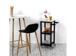 KWAT - Desserte à Roulettes Noire 3 Niveaux