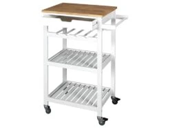 KWIT - Desserte à Roulettes Blanche Avec Porte-Bouteilles -Electroménager Soldes meuble de rangement 9437587