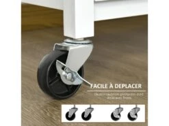 Desserte De Cuisine Multi-rangements - Dim. 73L X 50l X 91H Cm - Poignées Métal MDF Blanc Plateau Bois Bambou Verni -Electroménager Soldes meuble de rangement 9437667