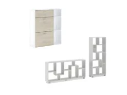 Ensemble Meuble à Chaussures Couleur Blanc/chêne-Bibliothèque Blanc 68,5x25x161cm