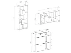 Ensemble Meuble à Chaussures Couleur Blanc/chêne-Bibliothèque Blanc 68,5x25x161cm -Electroménager Soldes meuble de rangement 9868713