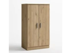 Meuble à Chaussures Bilbao 2 Portes Couleur Bois, 55 Cm Longueur