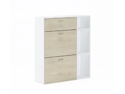 Meuble A Chaussures WIND, Blanc, Puccini 2 Portes+tiroir, 90x26x101.5