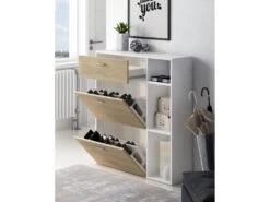 Meuble A Chaussures WIND, Blanc, Puccini 2 Portes+tiroir, 90x26x101.5 -Electroménager Soldes meuble de rangement 9869001