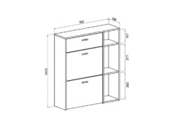 Meuble A Chaussures WIND, Blanc, Puccini 2 Portes+tiroir, 90x26x101.5 -Electroménager Soldes meuble de rangement 9869005
