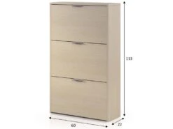 Meuble à Chaussures 3 Portes Rubi, Couleur Chêne, 60 Cm Largeur -Electroménager Soldes meuble de rangement 9869185