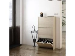 Meuble à Chaussures 3 Portes Rubi, Couleur Chêne, 60 Cm Largeur -Electroménager Soldes meuble de rangement 9869189