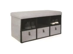 JESTA - Coffre Banc Pliable Avec Rangements Gris Clair