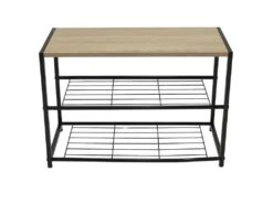 INDRA - Meuble à Chaussures Métal Noir Et Aspect Bois -Electroménager Soldes meuble de rangement 9869885