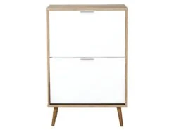 CODY - Meuble à Chaussures 2 Portes Blanc Et Effet Bois