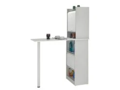 Table De Cuisine Et 2 Meubles De Rangement Blancs - Coloris: Blanc