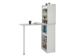 Table De Cuisine Et 2 Meubles De Rangement Blancs - Coloris: Blanc -Electroménager Soldes meuble de rangement 9873857