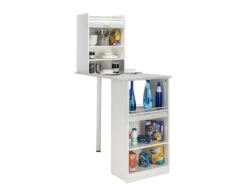 Table De Cuisine Et 2 Meubles De Rangement Blancs - Coloris: Blanc -Electroménager Soldes meuble de rangement 9873859