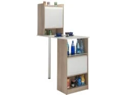 Table De Cuisine Et 2 Meubles De Rangement Chene - Coloris: Blanc -Electroménager Soldes meuble de rangement 9873865