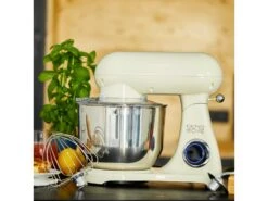 Robot Pâtissier Multifonction Design Vintage 1800W Bol Acier Inox 6.5L ELTON Ivoire Crème -Electroménager Soldes petit electromenager 12305567