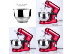 Robot Patissier Multifonction 1500W Bol 5.5L DALLAS Rouge Acier 10 Robot Patissier Multifonction 1500W Bol 5.5L DALLAS Rouge Acier -Electroménager Soldes petit electromenager 12565317