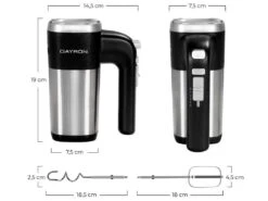 Retro Hand Blender 500W Noir/Argent Dayron -Electroménager Soldes petit electromenager 12640473