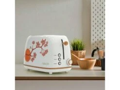 Grille Pain Caprizze Kaito Avec Double Fente Extra Large 6 Niveaux De Grill Décoration Florale Et Effet Bois Blanc Mat -Electroménager Soldes petit electromenager 19430107