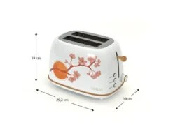 Grille Pain Caprizze Kaito Avec Double Fente Extra Large 6 Niveaux De Grill Décoration Florale Et Effet Bois Blanc Mat -Electroménager Soldes petit electromenager 19430111