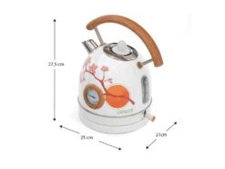 Bouilloire Caprizze Nara 2200 W En Acier Inoxydable Thermomètre Intégré Capacité 1,8 L Décoration Florale Et Effet Bois -Electroménager Soldes petit electromenager 19432371