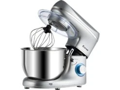 Robot Pâtissier 1300w,220-240v~50/60hz Avec Bol D'acier Inox 5,5l, Vitesse Réglable à 10 Niveaux