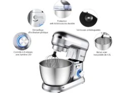 Robot Pâtissier 1300w Avec Bol 4,5l En Acier Inox Batteur Electrique à 8 Vitesses Réglables -Electroménager Soldes petit electromenager 22020341