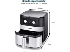 Friteuse Sans Huile 5 L Friteuse à Air Chaud 1700w Avec Minuterie Et Contrôle De Température -Electroménager Soldes petit electromenager 22021271