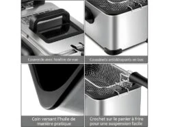 Friteuse Electrique En Acier Inoxydable 3 L 2000w Avec 1,6kg De Frites -Electroménager Soldes petit electromenager 22021279