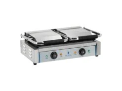 Electroménager Soldes 16 Machine à Panini Fonte D'acier émaillée Lisse 2 X 1800 Watts Acier Inoxydable 14_0002322