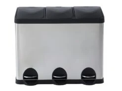 Poubelle De Tri Sélectif à Pédale En Inox - 3 Bacs De 15 L - ODENSE -Electroménager Soldes poubelle 479273