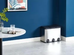 Poubelle De Tri Sélectif à Pédale En Inox - 3 Bacs De 15 L - ODENSE -Electroménager Soldes poubelle 479279