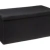 2 En 1 Pouf Pliant Double Et Coffre De Rangement Noir 76 X 37.5 Cm