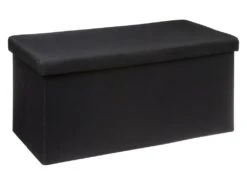 2 En 1 Pouf Pliant Double Et Coffre De Rangement Noir 76 X 37.5 Cm
