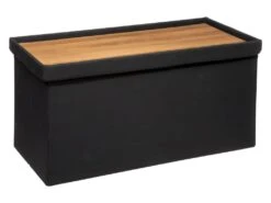 2 En 1 Pouf Pliant Double Et Coffre De Rangement Noir 76 X 37.5 Cm -Electroménager Soldes pouf 10736331
