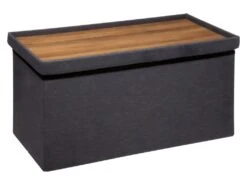 2 En 1 Pouf Pliant Double Et Coffre De Rangement Gris Foncé 76 X 37.5 Cm -Electroménager Soldes pouf 10736341