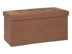 Pouf Et Coffre De Rangement En Bois Et Revêtement Marron 76 X 38 Cm