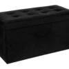 2 En 1 Pouf Pliant Double Et Coffre De Rangement Velours Noir 76 X H 38 Cm -Electroménager Soldes pouf 9609247