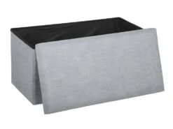 2 En 1 Pouf Pliant Double Et Coffre De Rangement Gris Clair Aspect Lin 76.6 X H 37.5 Cm -Electroménager Soldes pouf 9609471