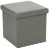 2 En 1 Pouf Pliant Et Coffre De Rangement Vinyle Gris 38 X H 37.5 Cm -Electroménager Soldes pouf 9609781