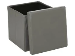2 En 1 Pouf Pliant Et Coffre De Rangement Vinyle Gris 38 X H 37.5 Cm -Electroménager Soldes pouf 9609785
