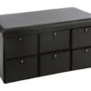 Pouf Pliant Double Avec 6 Tiroirs Coloris Noir 76.5 X H 38 Cm