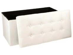 2 En 1 Pouf Pliant Double Et Coffre De Rangement Beige Aspect Lin 76 X H 38 Cm -Electroménager Soldes pouf 9610121