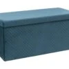 2 En 1 Pouf Pliant Double Et Coffre De Rangement En Velours Bleu 76 X 38 Cm -Electroménager Soldes pouf 9610247
