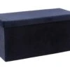 2 En 1 Pouf Pliant Double Et Coffre De Rangement En Velours Marine 76 X 38 Cm -Electroménager Soldes pouf 9610273