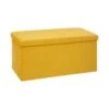 2 En 1 Pouf Pliant Double Et Coffre De Rangement En Velours Jaune 76 X 38 Cm -Electroménager Soldes pouf 9610737