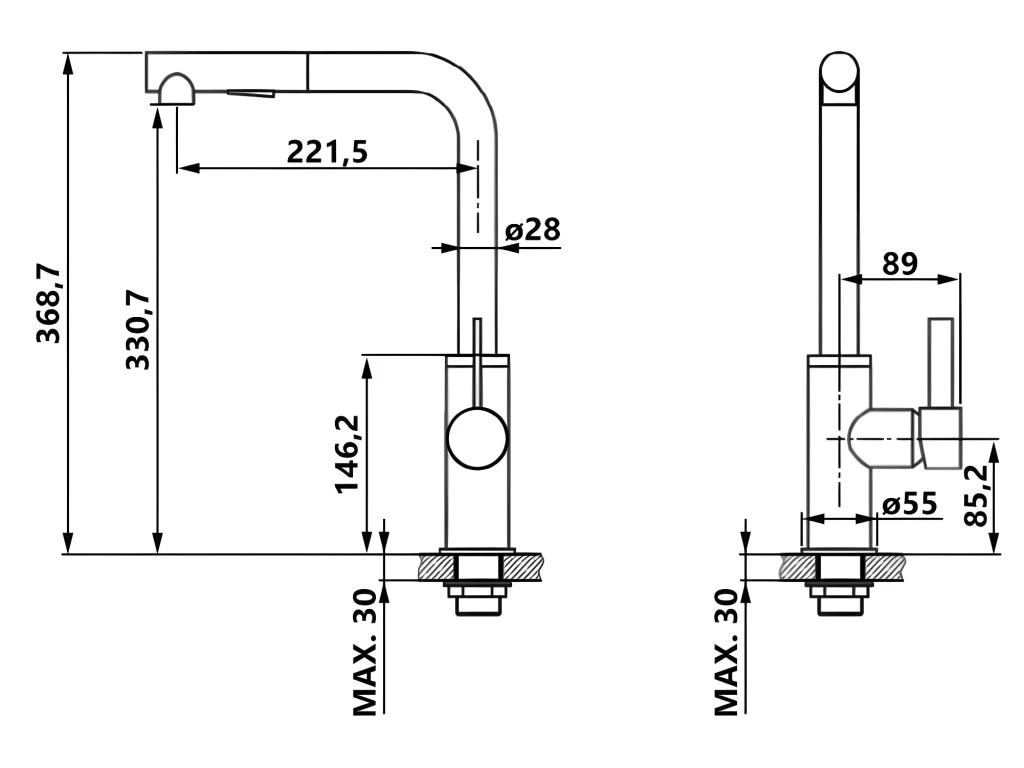 Grand Robinet à Bec Rétractable Avec Levier Unique 4 Grand Robinet à Bec Rétractable Avec Levier Unique – Image 2