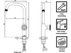 Robinet Industriel Avec Mitigeur En Céramique Laiton Rétro Finition Noir -Electroménager Soldes robinet 15027095