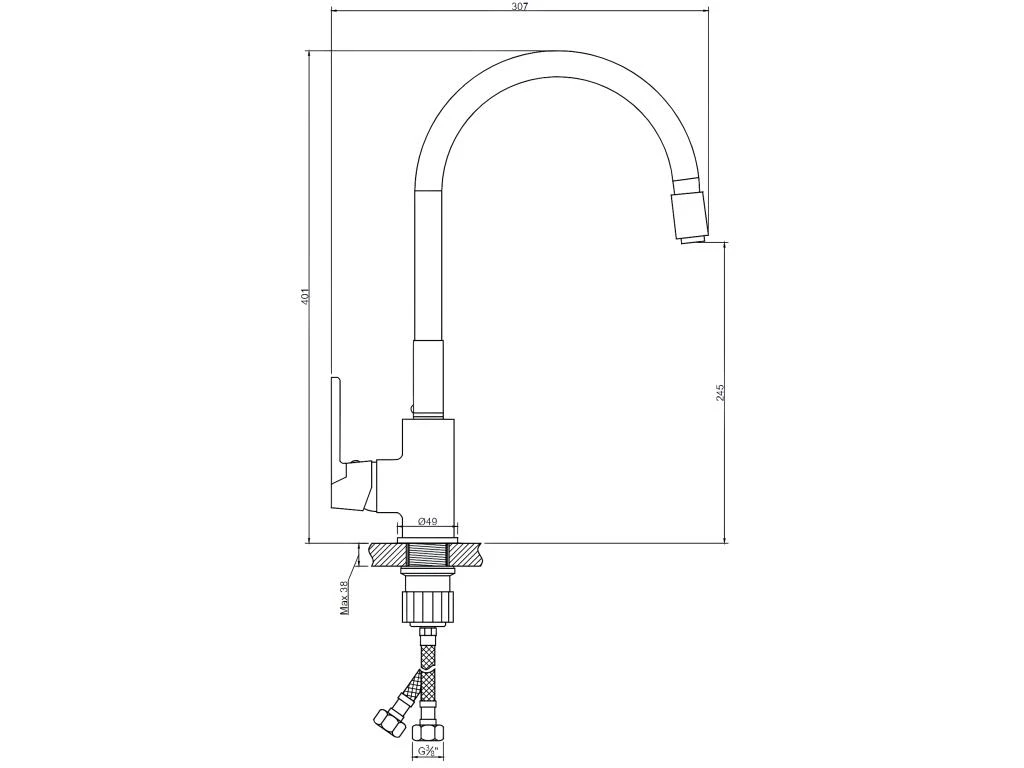 Grand Robinet Avec Bec élastique à Mémoire De Forme Simple Inox/Gris 4 Grand Robinet Avec Bec élastique à Mémoire De Forme Simple Inox/Gris – Image 2