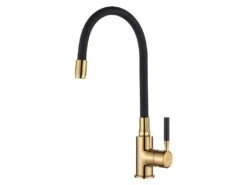 Grand Robinet élégant Avec Mitigeur Et Bec Flexible Noir/Or Rose