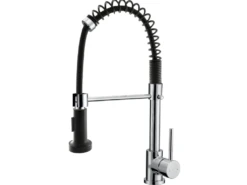 Plimo Mitigeur évier à Douchette Chromé Noir - Essebagno